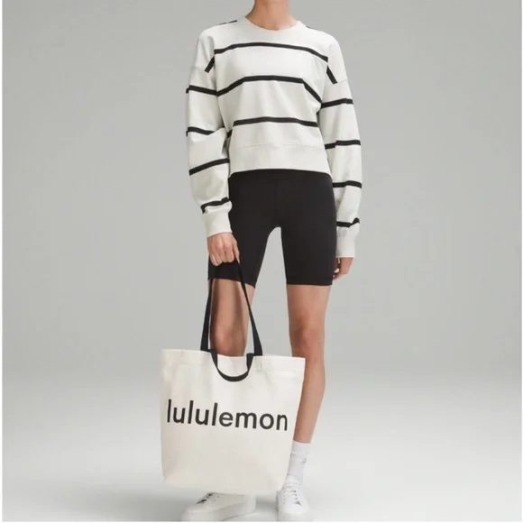 Lululemon Double Handle Canvas Tote - natural black NWT - Picture 3 of 6